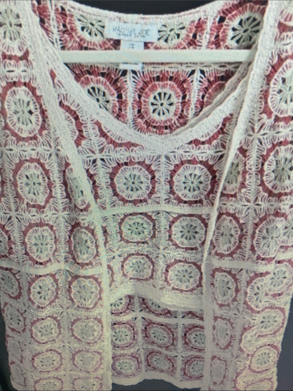 Rachel Zoe Pink & Cream Crochet Open-Knit Cardigan